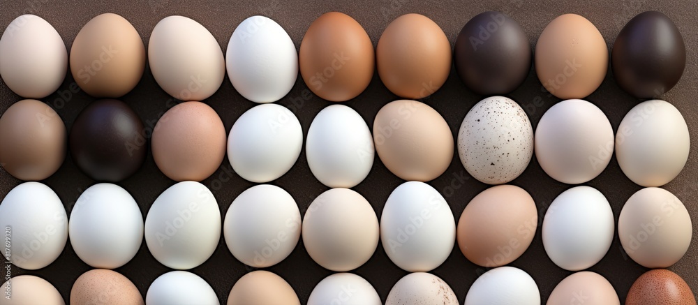 Leinwandbilder Collection of eggs arranged for display with empty surrounding area for additional text or graphics copy space image