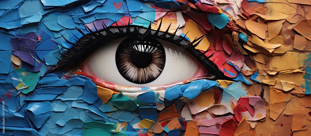 Aufkleber A vibrant collage of torn paper with a variety of colors creating an eye catching and dynamic copy space image