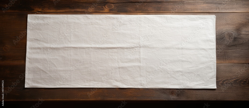 Poster An old table showcasing a white paper napkin featuring a textured pattern creating a visually interesting and intricate copy space image