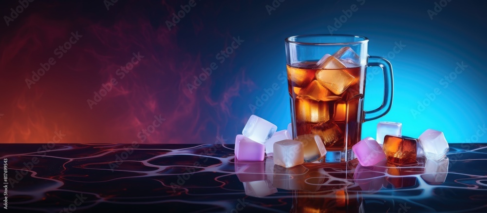 Aufkleber colorful background with a coffee drink and milk ice cubes on a table perfect composition for copy s