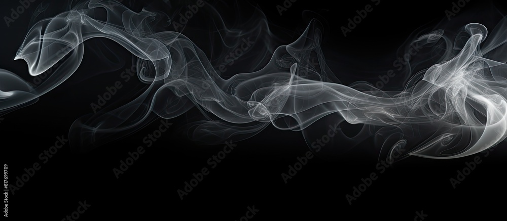Aufkleber an abstract image of white smoke against a black backdrop providing ample copy space
