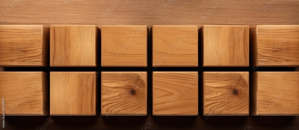 Leinwandbilder top view layout of an isolated wooden box concept with eight wooden blocks inside creating a mock up
