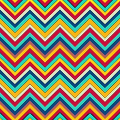 Seamless pattern of funky stripes and zigzags in psychedelic colors, creating a visually dynamic and engaging design, Generative AI