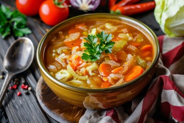Cabbage vegetable soup for detox and health