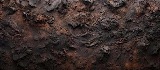 Fototapeta premium Abstract dark clay texture with various elements Copy space image