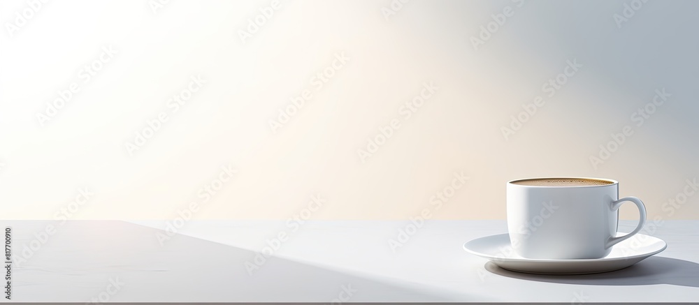 Aufkleber an image of a coffee and white tabletop in a well lit space with a clean white floor. creative banne