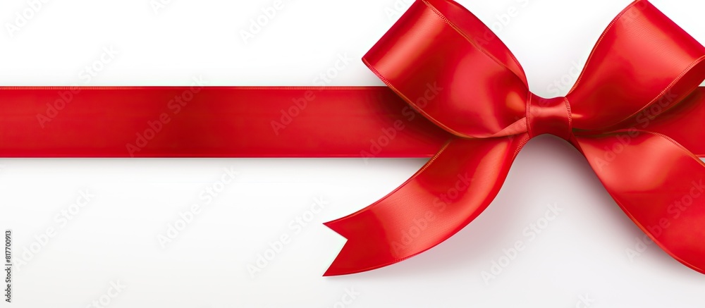 Poster a red satin ribbon is shown as a copy space image against a white background