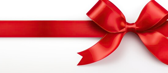 A red satin ribbon is shown as a copy space image against a white background - Powered by Adobe