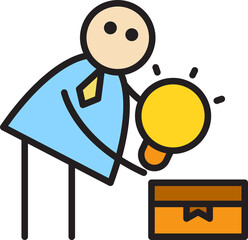 Businessman Holding Idea Light Bulb Stick Figure

