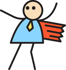 Businessman Superhero Stick Figure
