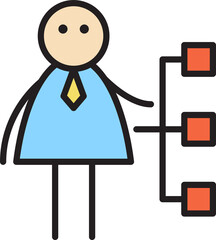 Businessman and Diagram Stick Figure
