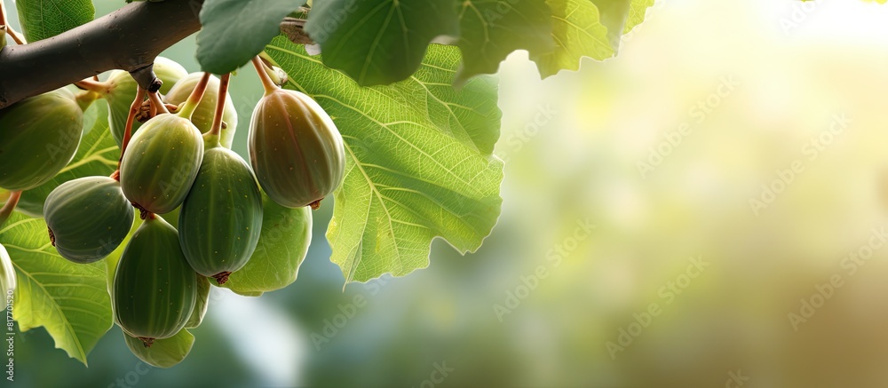 Poster A copy space image of figs hanging from a fig tree branch
