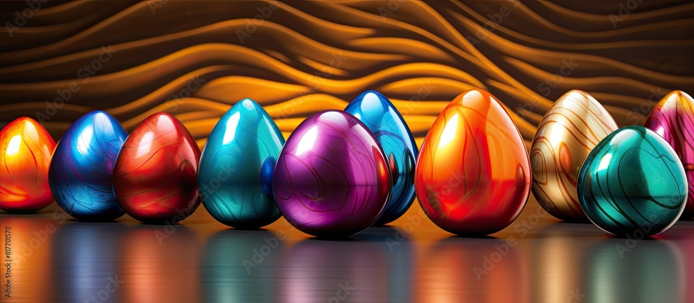 Poster easter eggs in various vibrant colors includes colored and easter eggs. creative banner. copyspace i