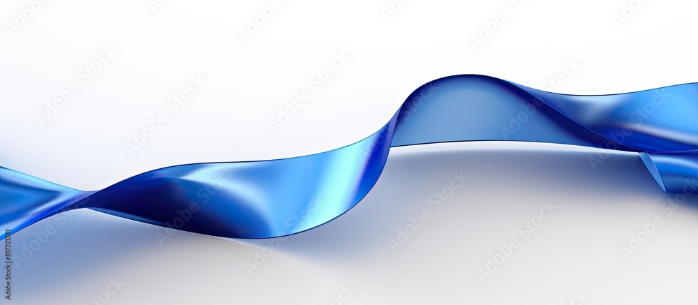 Poster A shiny blue ribbon is displayed on a white background allowing space for additional content or text in the image
