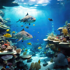 Fototapeta premium Sea or ocean underwater world.
