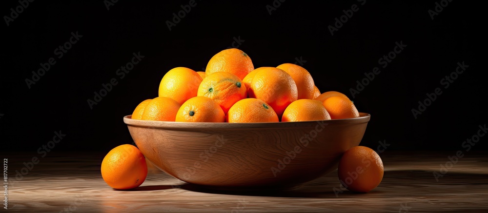 Poster A fruit bowl with a mandarin and plenty of empty space to showcase the image. Creative banner. Copyspace image