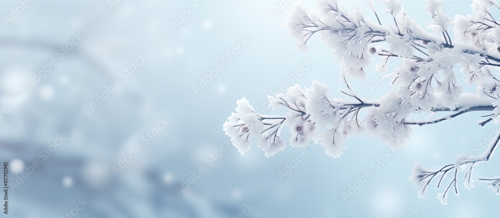 Aufkleber snow covered christmas tree branch in a winter background with copy space image