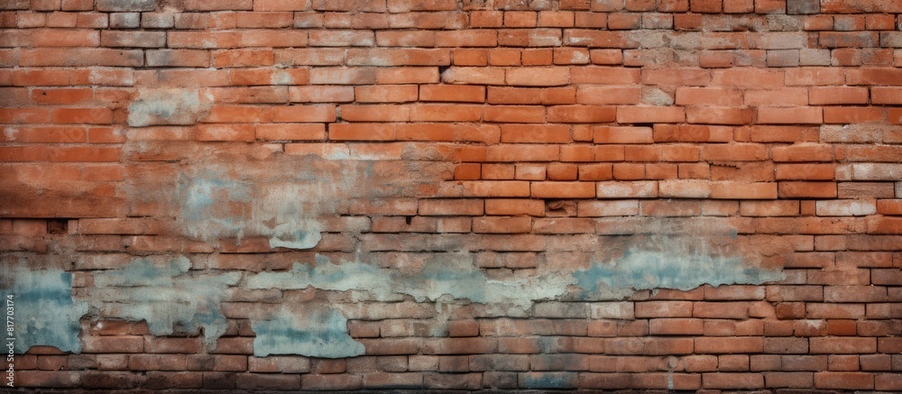 Poster the grunge red brick wall provides a textured background with ample copy space for adding images or 