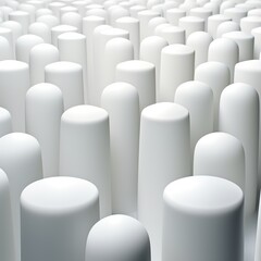 Fototapeta premium A digital art scene depicting a group of white cylindrical forms arranged in a clean, minimalistic composition.
