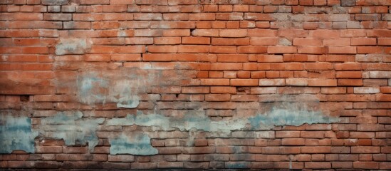 The grunge red brick wall provides a textured background with ample copy space for adding images or text