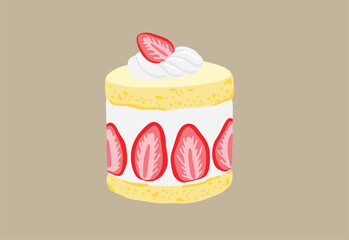 丸いショートケーキのイラスト
