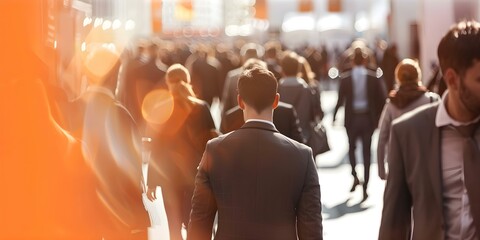 Blurry business people at trade fair event. Concept Trade Fair Event, Blurry Background, Business Professionals, Networking Environment