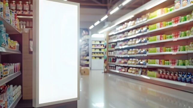 Blank advertising mockup for advertisement at the supermarket