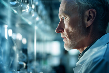 Doctor scientist working in modern hi-tech laboratory with innovation research, Generative AI illustration