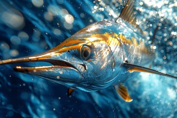 Marlin caught during a deep-sea fishing expedition, symbolizing adventure. 