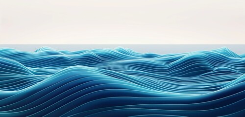 Abstract background with horizontal blue geometric stripes resembling gentle ocean waves