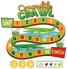Colorful children's board game with crocodiles