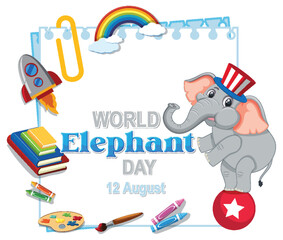 Colorful vector celebrating World Elephant Day, August 12.
