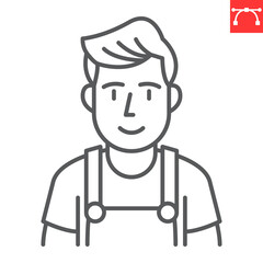 Plumber line icon, plumbing service and builder, handyman vector icon, vector graphics, editable stroke outline sign, eps 10.