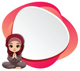 Vector illustration of a girl with a blank speech bubble