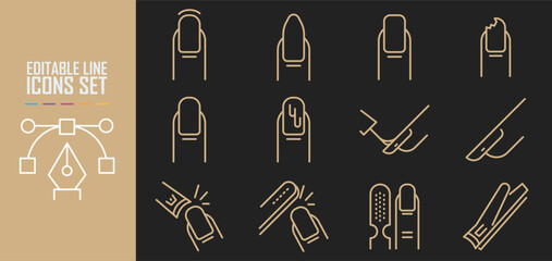 Nail polish salon icon set.