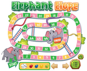 Colorful board game with elephants and numbered path