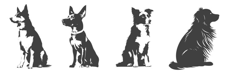 vector design set of dog animal silhouettes