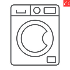 Washing machine line icon, plumbing service and household appliance, washer vector icon, vector graphics, editable stroke outline sign, eps 10.