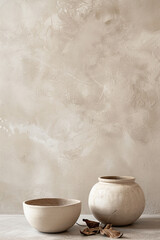 Rustic Minimalist Interior Mockup with Empty Ceramic Pots