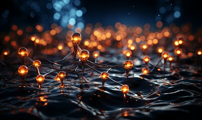 Glowing Lights Network in Water