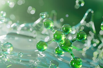 Artistic depiction of the clean and efficient Green Hydrogen H2 molecule, poised to revolutionize the energy landscape with its sustainable and environmentally friendly properties.
