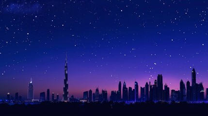 Dubai's Skyline at Night: A Silhouette of Splendor
