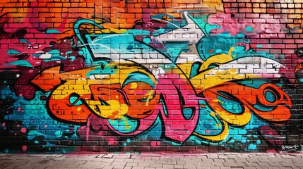 Obraz premium Captivating Urban Graffiti on Brick Canvas