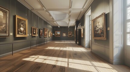 Obraz premium Virtual 3D Museum Gallery: Where Artworks Change Styles