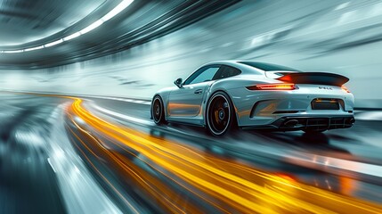 car on the road,vibrant green electric cars speeding across