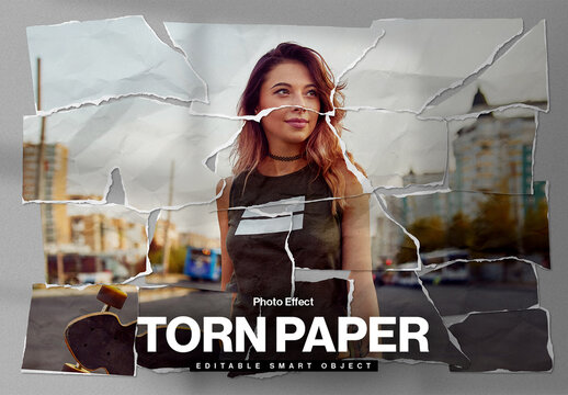Torn Paper Photo Effect Layout