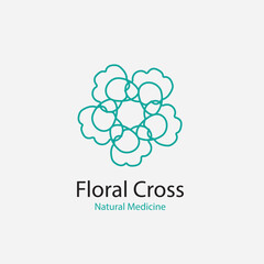 Abstract symbol of logo, Design for Natural Medicine Hospital  Medical emergency logo design, logotype for medical pharmacy.vector floral illustration.eps 10.