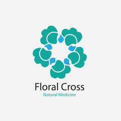 Abstract symbol of logo, Design for Natural Medicine Hospital  Medical emergency logo design, logotype for medical pharmacy.vector floral illustration.eps 10.