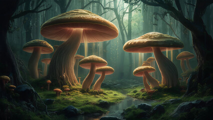 Fototapeta premium A fantastical forest where giant. 