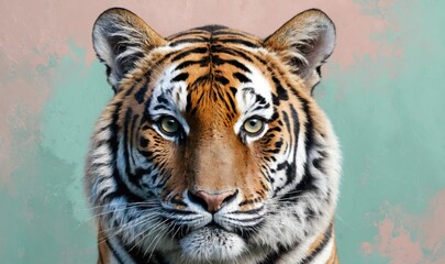 Fototapeta premium Fantasy Illustration of a wild animal tiger. Digital art style w